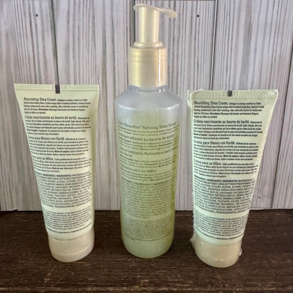 Mary Kay Satin Hands White Tea & Citrus Shea Scrub and 2 Hand Creams Set New - Picture 2 of 5